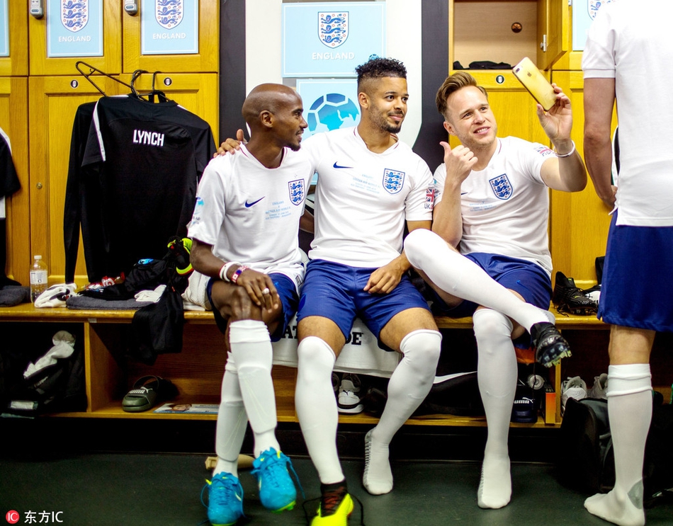 当地时间2018年6月7日，英国伦敦，众星备战Soccer Aid足球慈善赛。