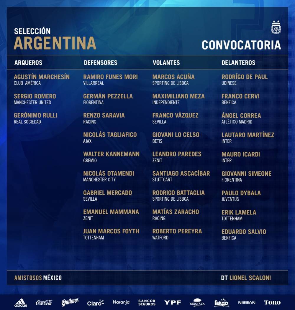 阿根廷大名单：梅西继续缺阵 伊卡尔迪领衔锋线