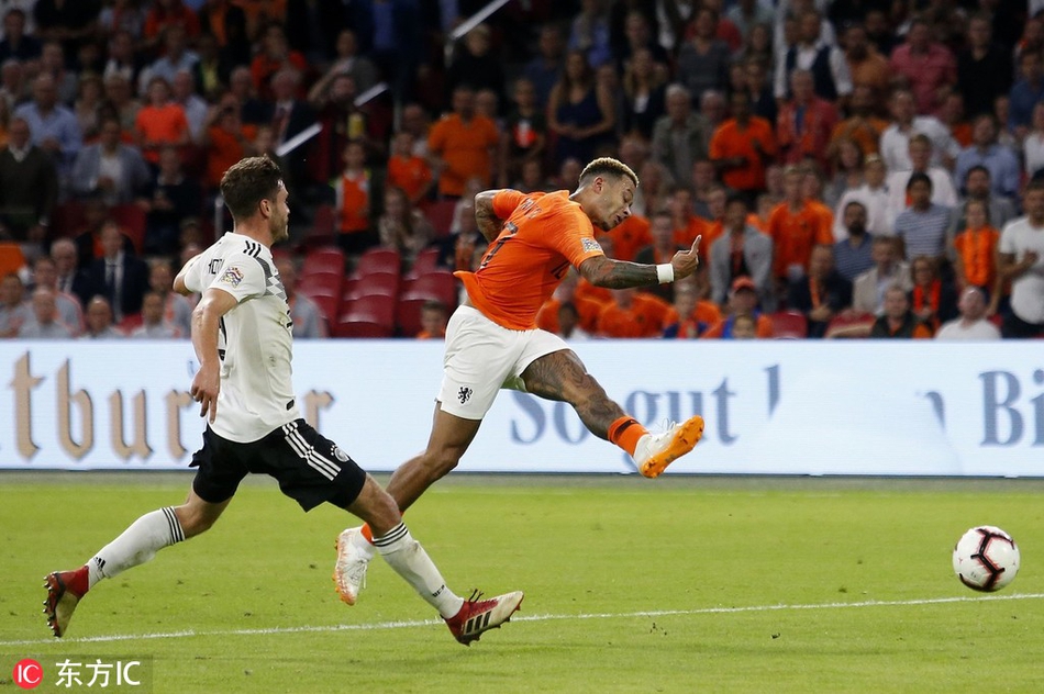 当地时间2018年10月13日，荷兰阿姆斯特丹，18/19赛季欧洲国家联赛A级A组，荷兰3-0德国。