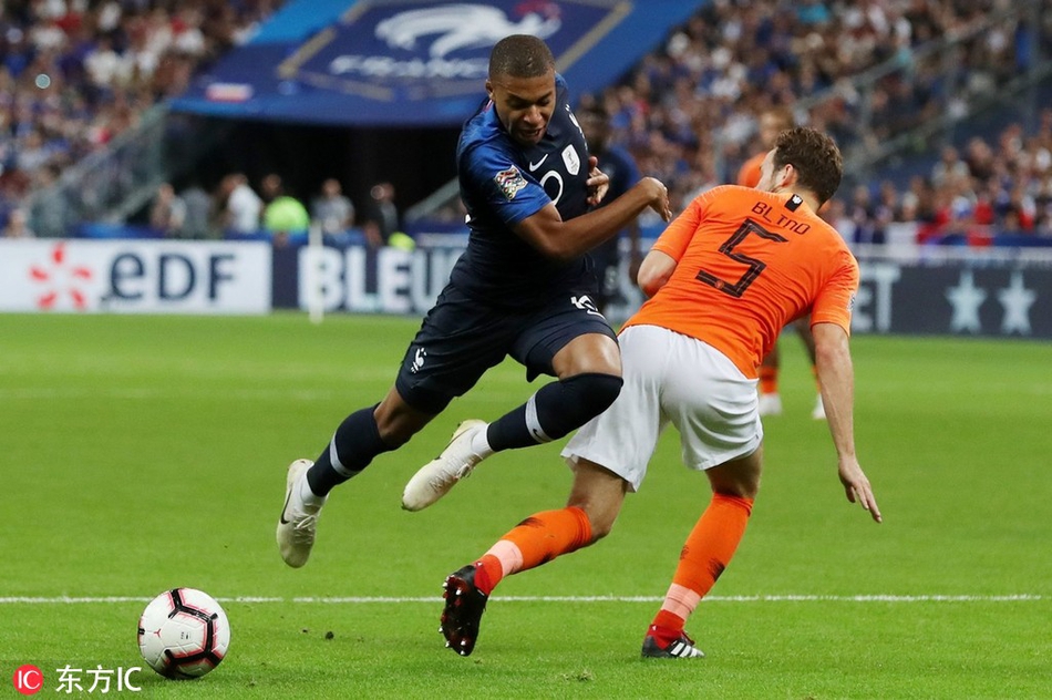 当地时间2018年9月9日，法国巴黎，18/19赛季欧洲国家联赛A级A组，法国2-1荷兰。