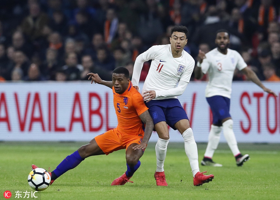 当地时间2018年3月23日，荷兰阿姆斯特丹，国际足球友谊赛，荷兰0-1英格兰。