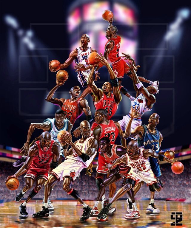 今天是篮球之神迈克尔-乔丹的56岁生日，一组炫酷海报，祝篮球之神生日快乐！