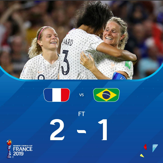 女足世界杯-亨利制胜球 法国加时赛2-1巴西晋级_戈万