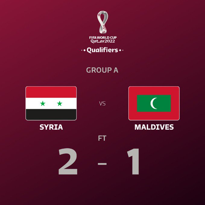 世预赛-10人叙利亚2-1小胜马尔代夫 赫里宾伤退_叙利亚队