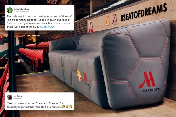 曼联梦幻座椅遭球迷狂嘲 踢球风格确实容易入睡_沙发椅