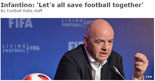 FIFA主席：健康永远高于一切 足球赛事是次要的_蒂诺