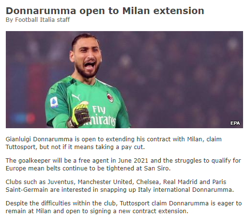 多纳鲁马愿续约长留米兰至2017 但降薪真的不行！_的合同