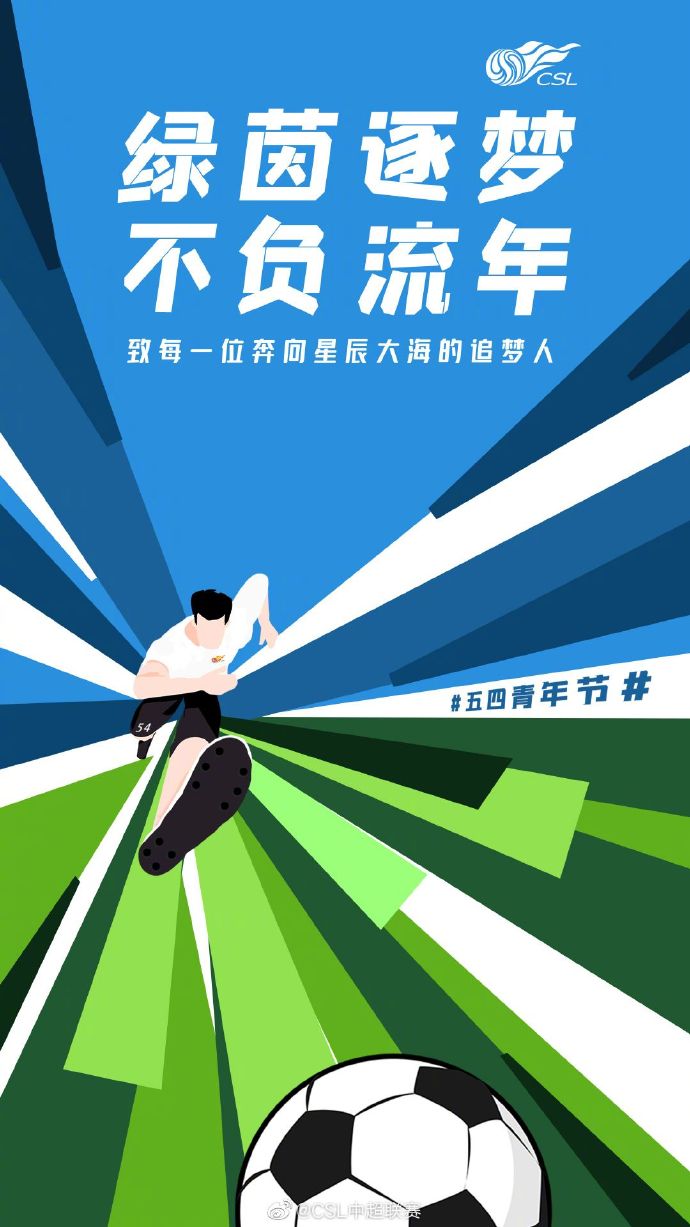 五四青年节快乐! 中超官方发海报 为新时代的追梦人加油_长天