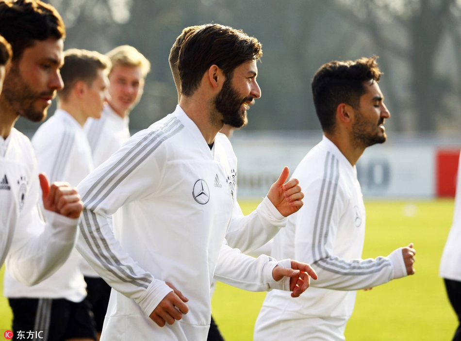 当地时间2018年3月25日，德国柏林，2018足球友谊赛前瞻，德国队备战训练。